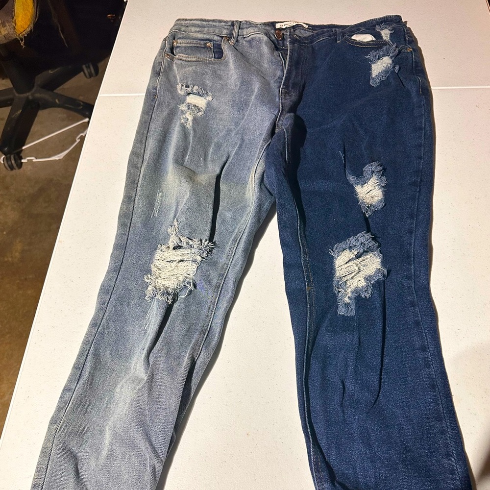 Two tone blue jeans